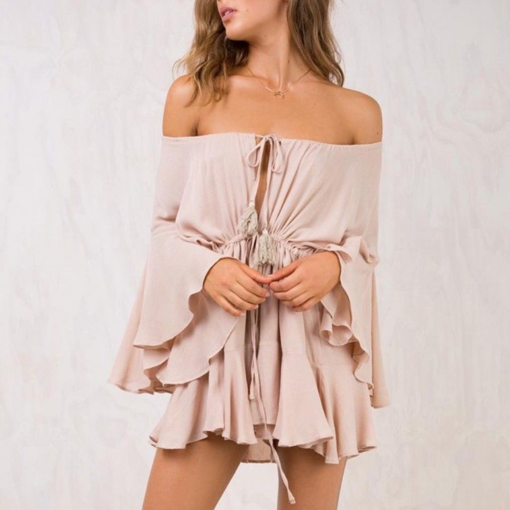 Princess Polly nude off shoulder romper